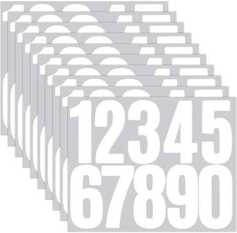 10 Sheets Reflective Mailbox Numbers Sticker for Outside, 3 Inch Vinyl Waterproof White Number Stickers 0-9, Strong Self-Adhesive Large House Numbers Decals for Mailbox, Door, Address, Signs, Trucks