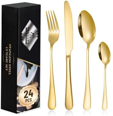 Set di Posate per 6 persone,24 Pezzi,Acciaio Inox,2.5mm,Design Moderno