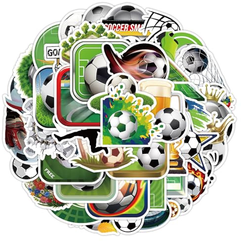 50 Stück Fußball-Aufkleber, sportliches Ziel, ästhetische Vinyl-Aufkleber, wasserdicht, für Wasserflaschen, Skateboards, Handyhüllen, Fußball-Fan-Geschenke