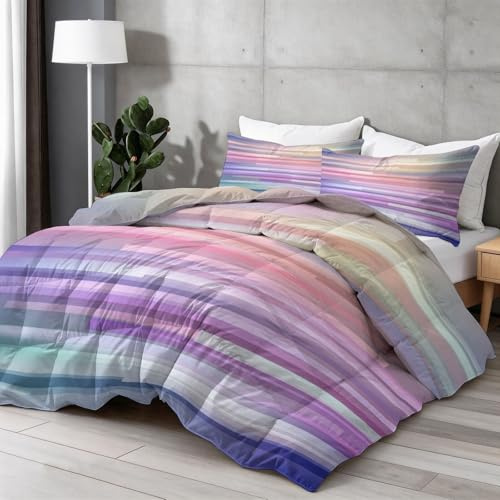 Bettdecke 155x220 cm Ganzjahresdecke Steppdecke - Bettdecke Ohne Bezug Schlichte Elegante Streifen - 4 Jahreszeiten Bettdecken Wende Bunt, Weiche Warm Duvet Schlafdecke