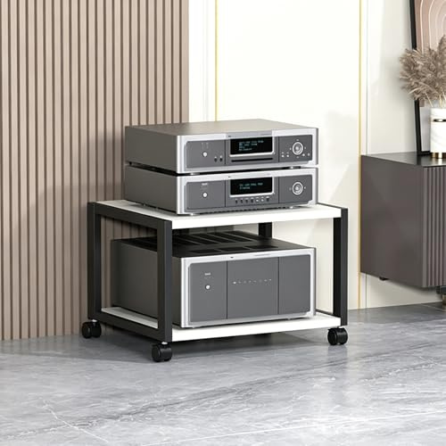 XINMAIZI AV-Medienständer mit Rollen, Stereo-Komponentenständer aus Holz, HiFi-Racks, Robustes Stereo-Rack, für Spielekonsolen, DVD-Player, Verstärker 19.6 * 15.7 * 19.2in