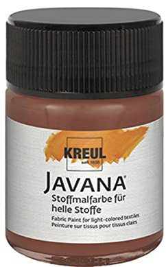 KREUL 91947 - Javana Stoffmalfarbe für helle Stoffe, 50 ml Glas in rehbraun, geschmeidige Farbe auf Wasserbasis mit cremigem Charakter, dringt fasertief ein, waschecht nach Fixierung