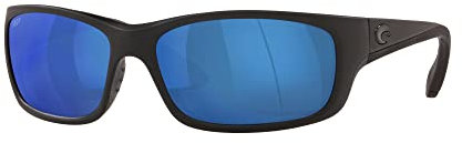Costa Del Mar Mens Jose Rectangular Sunglasses, Blackout/Grey Blue Mirrored Polarized-580P, 62 mm