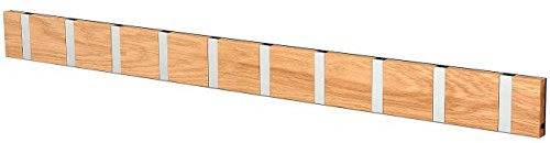 LoCa Garderobe Knax 10 Eiche (geölt) (Haken klappbar Alu) Garderoben-Leiste Kleiderhaken Flur modern Garderobenpaneel