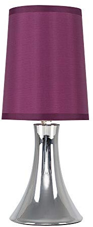 MiniSun | Small Modern Chrome Trumpet Touch Table Lamp with Purple Fabric Shade | Table Lamps, Home Décor & Improvement Essential