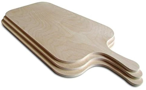 Eli Flammkuchenbrett XL 3er Set -stabiles Servierbrett aus hartem Birkenholz, im Vergleich zur Pappel ca. 3 mal härter, Für Ofengerichte wie Pizza, Pinsa, Zwiebelkuchen