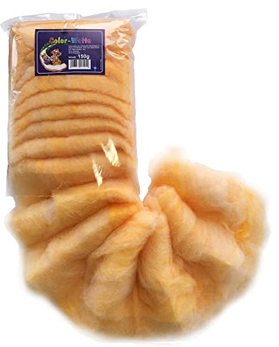 COLOR- WATTE, Farbwatte, farbige, bunte Dekowatte. 150g orange Art.12025 APRICOT