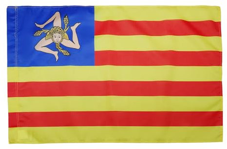 AZ FLAG - Drapeau Sicile Indépendentiste - 90x60 cm - Drapeau Régionaliste Sicilien - Sicilia 100% Polyester Avec Fourreau et Cordelette - Pavillon 50 g