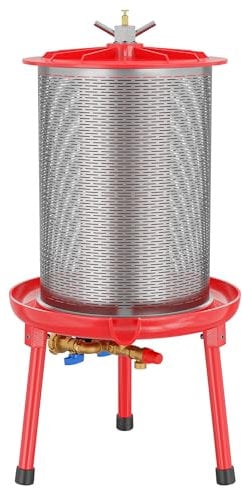 Wiltec Edelstahl Hydropresse mit 40 Liter Korbinhalt, Wasserdruckpresse mit 3 bar zum Pressen von Obst