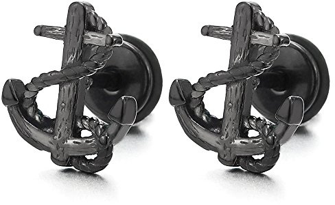 Herren Damen Marine Anker-Ohrstecker Ohrringe Edelstahl Gestüt Ohrringe, Schraube Wieder, 1 Paar