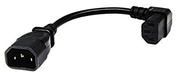 CERRXIAN 7.5In 20CM IEC 320 90 Degree C13 3 Pin Female to C14 3 Pin Male PDU Power Supply Extension Cord for Computer LED HDTV Monitor and Scanner