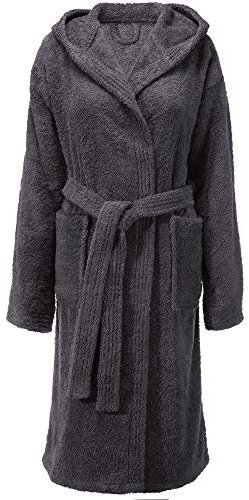 CelinaTex XS-XL Bademantel Kapuze Uni zweifarbig lang aufgesetzte Taschen Damen warm Frottee reine Baumwolle OEKO-TEX Fehmarn