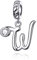 LaMenars Damen Charm-Anhänger Alphabet Buchstabe 925 Sterling Silber passend für, Chamilia und europäische Charm-Armbänder & Halsketten (Buchstabe W)