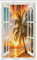 ABAKUHAUS Strand Schmaler Duschvorhang, Tropisch Ozean Palmen Foto, Badezimmer Deko Set aus Stoff mit Haken, 120 x 180 cm, Orange Mehrfarbig