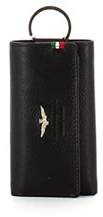 Aeronautica Militare LineaFlag Portachiavi bustina con anello e 6 ganci Nero AM-108 12x7x2 cm