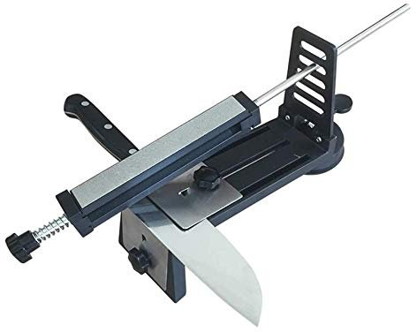Manual Knife Sharpener Professional Fixed Angle Diamond, Household Sharpener Scissors with 3 Diamond Sharpening Stones Suction Pad Base