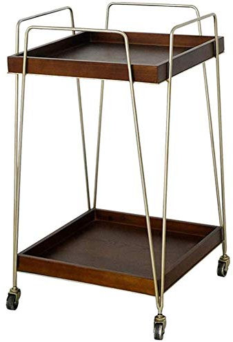 SGSG lxfy Carrito de Barra móvil rústico - Carrito de Servicio Cocina con Ruedas Portabotellas clásico Moderno con Ruedas, Carrito con Tapa de Madera Carrito de Isla Carrito de almacena