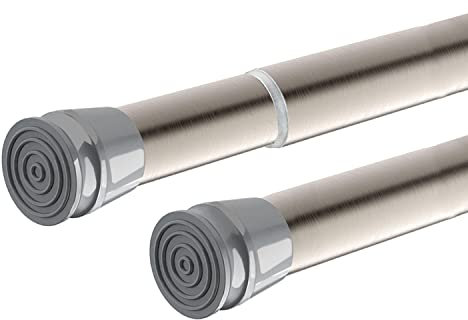 MUHOO Asta per tende senza forare, Bastone tenda a pressione, Asta telescopica doccia regolabile lunghezza - Nichel (140-250cm)