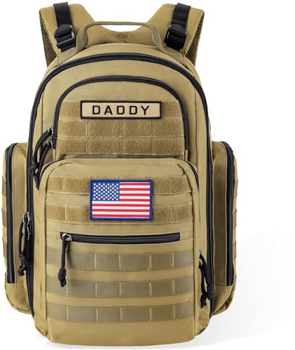 SHARKMOUTH Wickeltasche Rucksack für Papa und Mutter, Militär-Molle-Windeltasche mit isolierten Flaschenhaltern und Feuchttuchtasche
