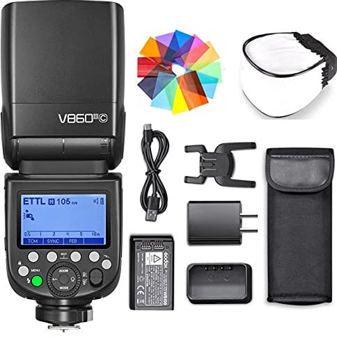 Godox V860III-C Flash for Canon Camera Flash Speedlite 7.2V/2600mAh, 2.4G Wireless HSS 1/8000 1.5s Recycle Time 10 Levels LED Modeling Light for Canon 6D 50D 60D 1DX 580EX II 5D Mark II III, etc