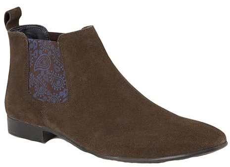 Stivali Chelsea alla moda da uomo, formali e casual, in pelle, taglie 37-44, Carnaby Pelle Scamosciata Marrone, 46 EU