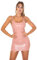 Koucla Kleid Wetlook Lederlook Lack Optik Minikleid Gogo (Altrosa, L)