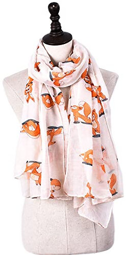 GIVBRO Damen-Chiffon-Schal, Voile-Halstuch, Fuchs-Druck, Halstuch für Damen, Herbst und Winter, Kleid (D)