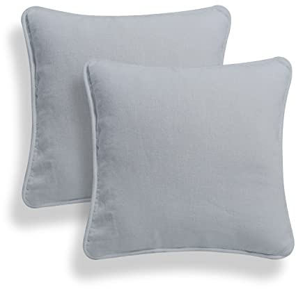 ARLINENS Cushion Cover Set of 2 Plain Cotton Soft Decorative Square Cushion Covers throw Pillow cases, Home Decor Decoration For Sofa couch Bed & Chair With Invisible Zipper in (20x20, Silver)