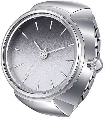 Avaner Ringuhr Modische Fingeruhr Farbverlauf Fingerring Uhr mit elastischem Band Analog Quarz Ring Uhr Uhrenring für Herren Damen