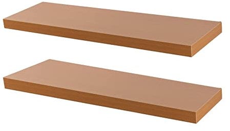 Harbour Housewares Modern Floating Wall Shelves - 100cm - Brown - Pack of 2 - Photo Gallery Bookshelf Wall Shelf for Living Room Display, Bedroom, Office Storage