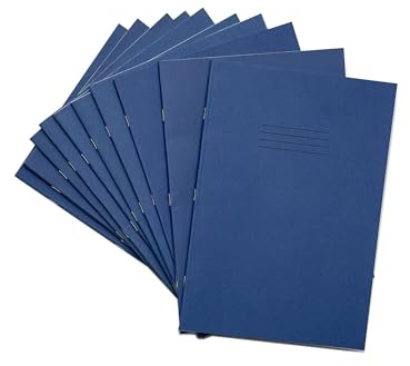 Rhino A4 Exercise Books, 80-Page / 8mm Lined with Margin Paper Notebook, 50-Pack, Office & School Stationery Supplies, Dark Blue