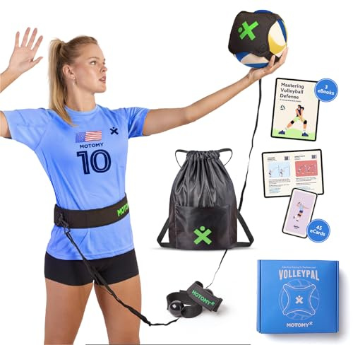 MOTOMY Volleyball-Trainingsgerät, Volleyball-Rebounder, entwickelt mit Neopren-3000X-Technologie, Stoff und rundum genähten Kanten. Verbessern Sie Ihre Überhandbedienung (Schwarz und Grün)