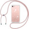 Tikgue Handykette für iPhone SE 2022/2020 Hülle iPhone 8/7 Hülle mit Band, Handyhülle mit Kordel zum Umhängen Schutzhülle mit Kette Glitzer Transparent Weich TPU Silikon Bumper - Roségold