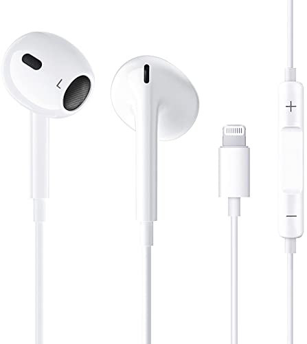 iPhone Auricolari con Filo [Certificato Apple MFi] Cuffie in ear con microfono Isolamento acustico stereo Supporto Controllo del volume Compatibile con iPhone 13 Pro Max/12/11/XS/X/XR/SE/7/8P - Bianco