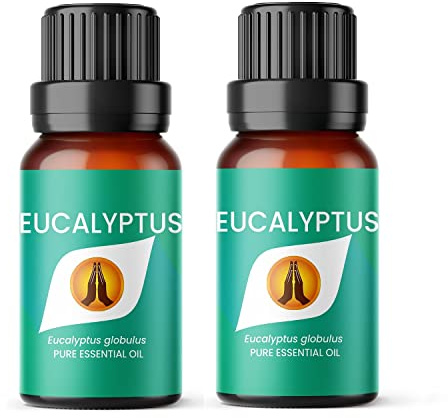 Aroma Energy Eucalyptus Essential Oil, 20ml (2x10ml Bottles) | Diffuser oil for home, aromatherapy, burner, candle making, soap, steam bath, cleaning sprays | Natural, Vegan, UK Made