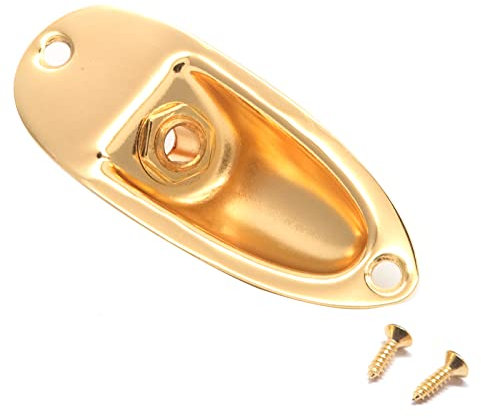 harpfeas Guitar Input Jack Socket Plate Output Loaded Boat Style 1/4 Inch for Fender Stratocaster Strat St Mono Electric Guitar (Gold)