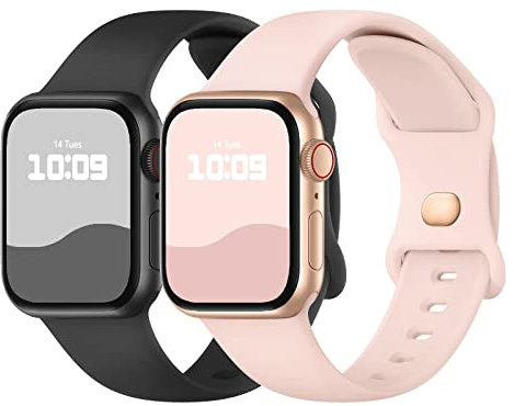Adepoy 2 Pack Strap Compatible with Apple Watch Straps 49mm 46mm 45mm 44mm 42mm 41mm 40mm 38mm, Soft Silicone Sport Band with Classic Clasp for iWatch Series 10 9 8 Ultra SE 7 6 5 4 3 2 1 Ultra 2