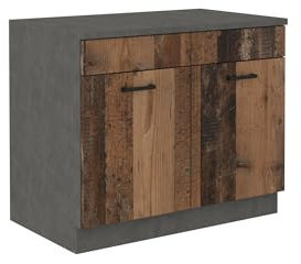 Spülenschrank Buffet Küche Mario 100 Küchenzeile Einbauküche Old Wood Matera