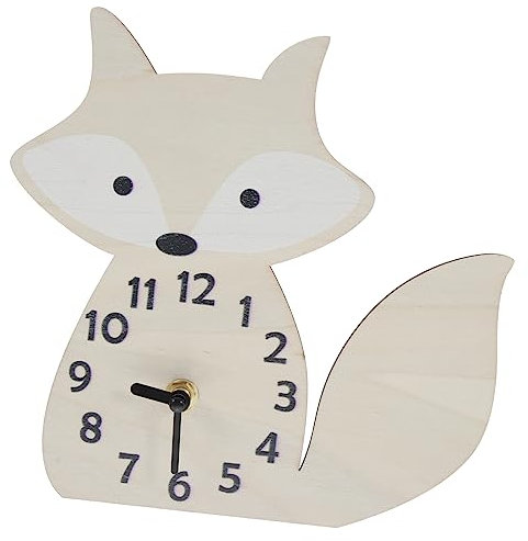 Artibetter Fuchs-Uhr Kinderzimmer-Dekoration Holzbesatz Geräuschlose Uhr Haushalts-Wanddekoration Helle Hausdekoration Aus Holz Für Zuhause