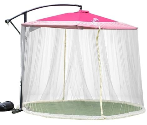 Katutude Patio Parapluie Moustiquaire, Moustiquaire pour Parasol de Jardin avec entrée zippée Parapluie de terrasse Moustiquaire Table Screen Parasol en Maille pour Parasol de Gazebo