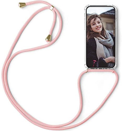 Funda con Cuerda para ASUS ROG Phone 7 Transparente TPU Case Funda de Silicona con Colgante Collar Correa de Cuello Cordón Anti-Yellowing Movil Carcasa para ASUS ROG Phone 7,Rosado