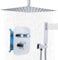 Delnet Upgraded Thermostatic Shower Mixer Set, 16 Inch Ceiling Mounted Rain Shower System Combo, Can Use 2 Functions at A Time, Chrome