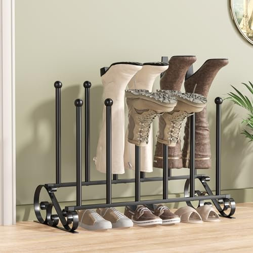 Freistehende Schuhregale für den Garten – Schuh-Organizer aus Schwarzem Metall für Stiefel, Bauernhaus-Schuhregal für Schlafzimmer, Eingangsbereich, Terrasse im Freien, Schuhaufbewahrung für 6 Paar