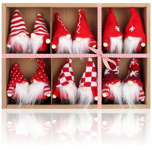 com-four® 12x Premium Weihnachtsbaum-Anhänger Wichtel - Wichtelfiguren-Anhänger als Geschenkanhänger - schwedisch-skandinavische Deko-Trolle