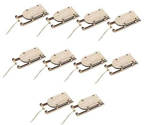 ifundom 10St Holz Schlitten Ornamente Bürogeschenke Weihnachtsanhänger aus Holz Mini Puppenhaus aus Holz Kamindekor weihnachtsschlitten dekor Holzschlittenverzierung empfindlich schmücken