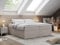 MKS MEBLE Boxspringbett 200x200 ohne Kopfteil mit Bettkasten, Bett 200x200 niedriges Kopfteil, Polsterbett 200x200 ohne Kopfteil - Bess - Beige Struktur - H3