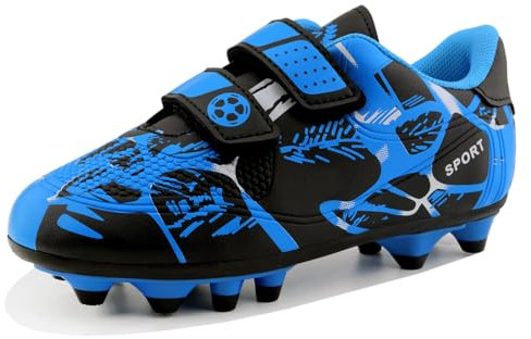 AQTDUAJ Fussballschuhe 35 Jungen Fußballschuhe Kinder Multinocken Trainingsschuhe Mädchen Turnschuhe Unisex Soccer Schuhe Low Top Atmungsaktive rutschfest für Outdoor Indoor Blau