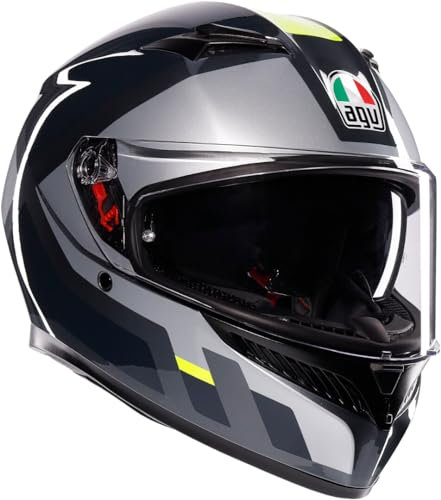 AGV K3 Motorradhelm Shade glänzend schwarz grau fluoreszierend gelb (L)