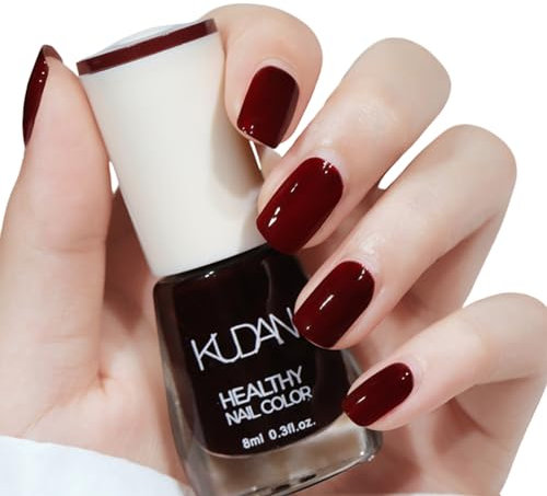 TBeautfave Burgundy Deep Red Nail Varnish, Quick Dry & Long Lasting Nail Varnish Classic Nail Polish Non-Toxic Water Based Natural Nail Polish for DIY Nail Art No Need Cure