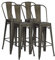 COSTWAY 4er Set Barhocker, Barstuhl Vintage stapelbar, Sitzhöhe 76cm, Tresenhocker mit abnehmarer Rückenlehne & Fußpolstern, Bistrostuhl küchenhocker aus Metall bis 150kg belastbar